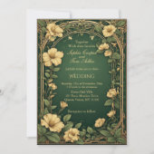 Alphonse Mucha Floral Opulence Gold Frame Wedding 招待状 (正面)