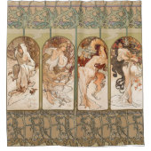 Alphonse Mucha Four Seasons 1897 Art Nouveau Panel シャワーカーテン (正面)