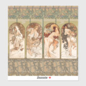 Alphonse Mucha Four Seasons 1897 Art Nouveau Panel シール (シート)