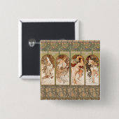 Alphonse Mucha Four Seasons 1897 Art Nouveau Panel 缶バッジ (正面&裏面)