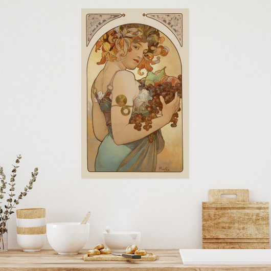 Alphonse Mucha Fruit 1897 CC0106 Poster ポスター (キッチン)