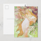 Alphonse Mucha Girl In Garden Art Nouveau Artwork  ポストカード (正面/裏面)