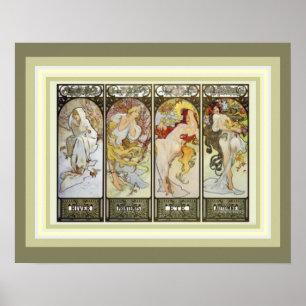 Alphonse Mucha Les Saisons Poster 16 x 20 ポスター