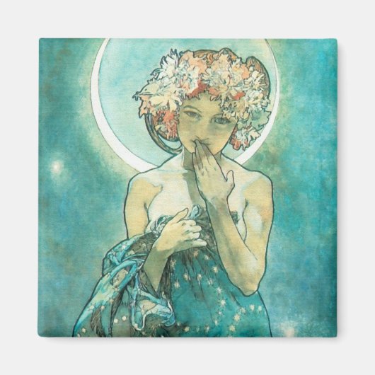 Alphonse Mucha Moonlight Clair De Lune Art Nouveau マグネット (正面)