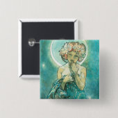 Alphonse Mucha Moonlight Clair De Lune Art Nouveau 缶バッジ (正面&裏面)