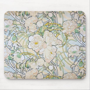 Alphonse Mucha Peonies マウスパッド
