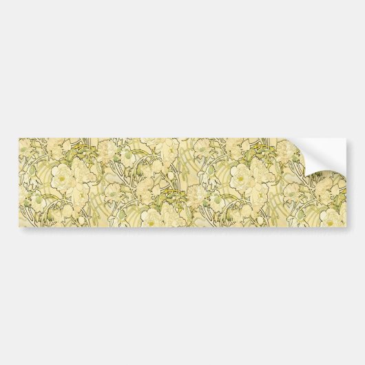 Alphonse Mucha Peonies Art Nouveau Floral Pattern バンパーステッカー (正面)
