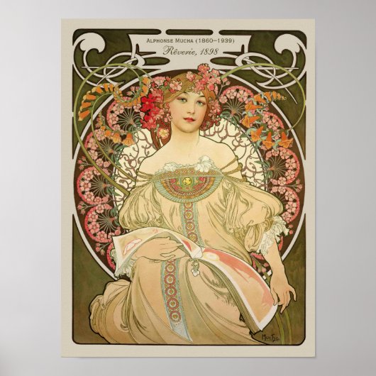 Alphonse Mucha Rêverie Daydream CC0105 Art Nouveau ポスター (正面)