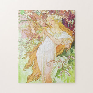 Alphonse Mucha Spring Floral Vintage Art Nouveau ジグソーパズル