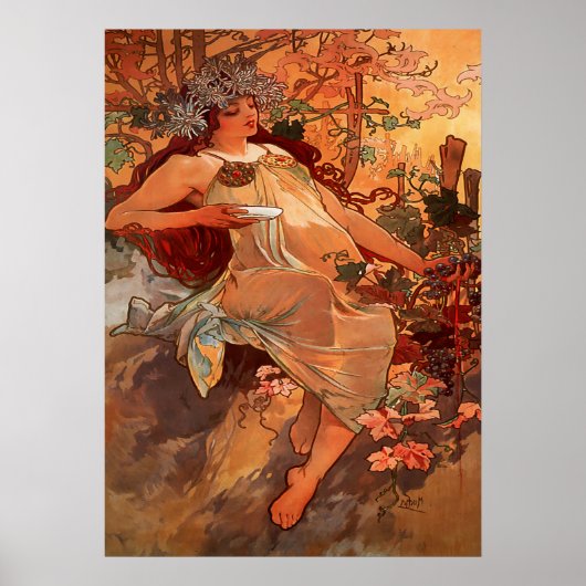 Alphonse Mucha - The Autumn - The Seasons ポスター (正面)