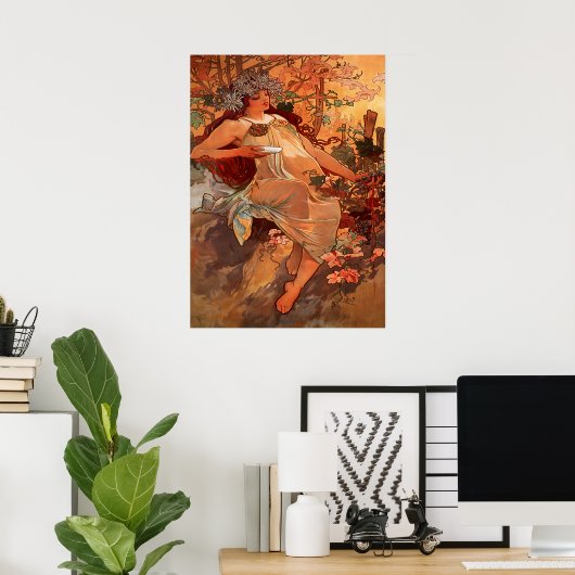 Alphonse Mucha - The Autumn - The Seasons ポスター (ホームオフィス)