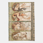 Alphonse Mucha The Seasons 1897 Art Nouveau キッチンタオル (縦)