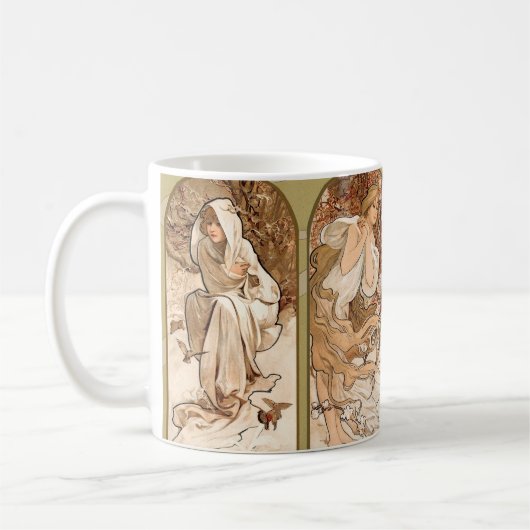 Alphonse Mucha The Seasons 1897 Art Nouveau コーヒーマグカップ (左)