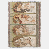 Alphonse Mucha The Seasons 1897 Art Nouveau スローブランケット (正面縦)