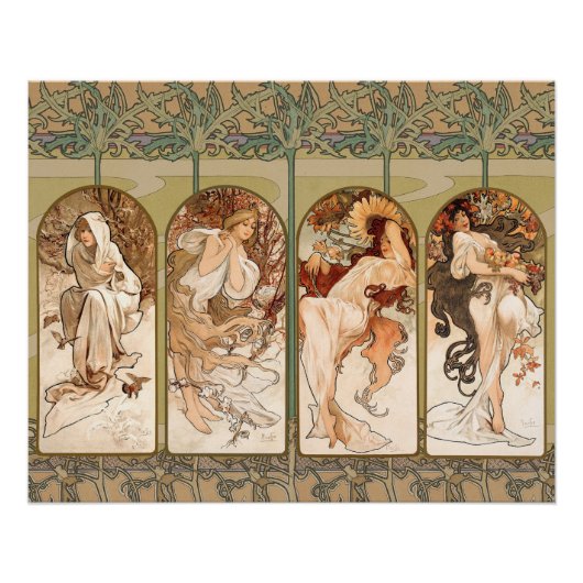 Alphonse Mucha The Seasons 1897 Art Nouveau ポスター (正面)