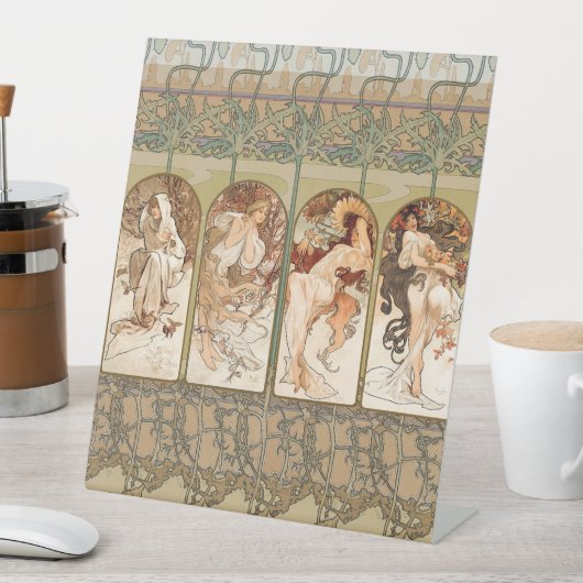 Alphonse Mucha The Seasons 1897 Art Nouveau 台座サイン (インサイチュ)
