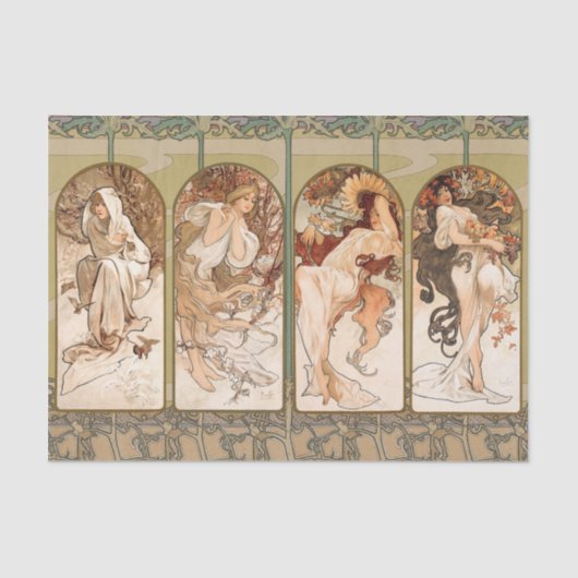 Alphonse Mucha The Seasons 1897 Art Nouveau 薄葉紙 (正面)