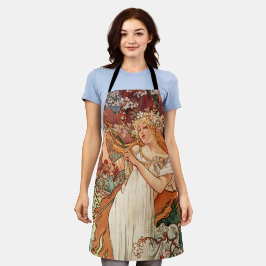 Alphonse Mucha, The Seasons, Spring エプロン (着用した状態)