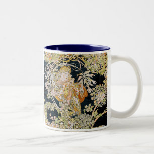 Alphonse Mucha, “Woman with a Daisy” ツートーンマグカップ