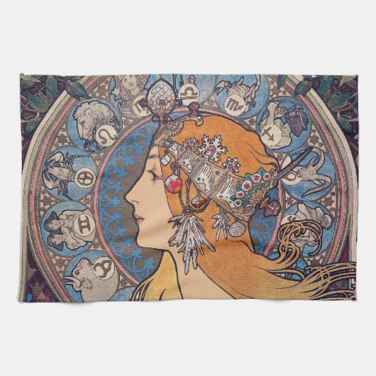 Alphonse Mucha , “ Zodiac ” キッチンタオル (横)