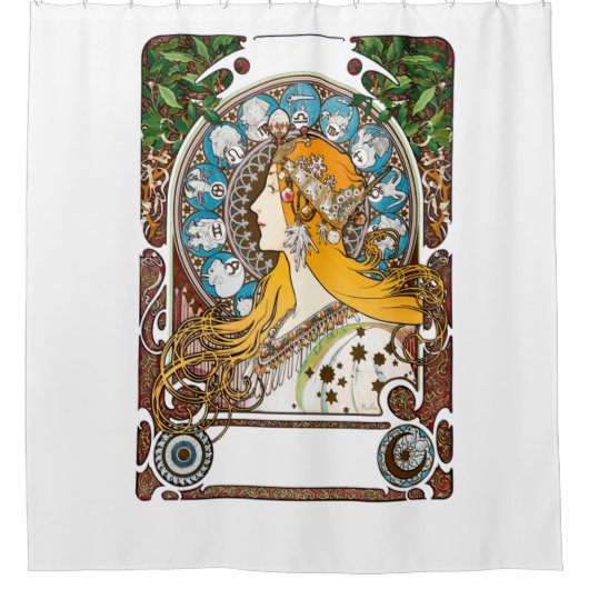 Alphonse Mucha - Zodiac シャワーカーテン (正面)