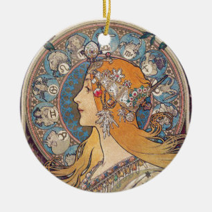 Alphonse Mucha , “Zodiac” セラミックオーナメント