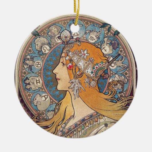 Alphonse Mucha , “Zodiac” セラミックオーナメント (正面)