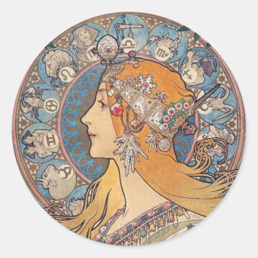 Alphonse Mucha , “Zodiac” ラウンドシール (正面)