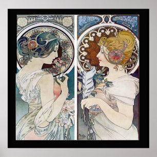 Alphonse Mucha's 2 Faces Vintage Poster ポスター