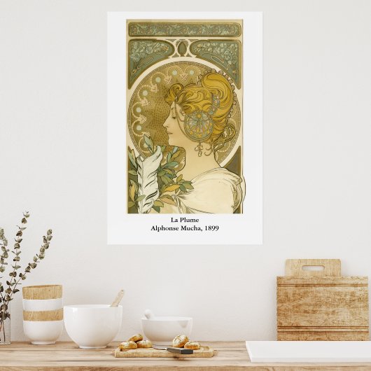 Alphonse Mucha's La Plume ポスター (キッチン)