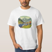 Alphornのアルプスの高山の長い角のOctoberfestのTシャツ Tシャツ (正面)