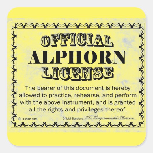 Alphorn License Squareステッカー スクエアシール (正面)