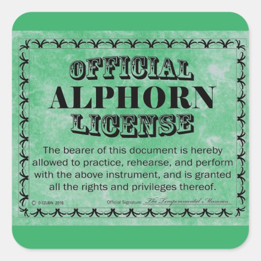 Alphorn License Squareステッカー スクエアシール (正面)