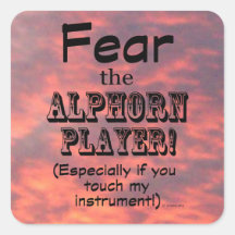 Alphorn Player Squareステッカーを恐れる