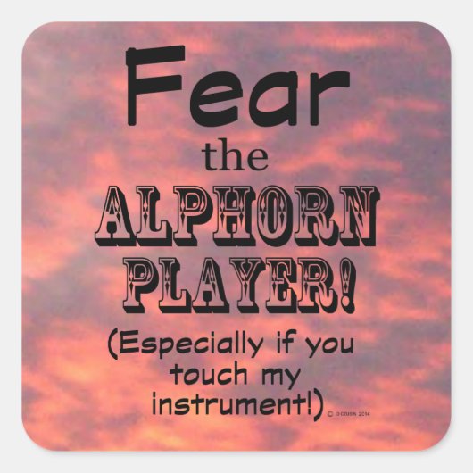 Alphorn Player Squareステッカーを恐れる スクエアシール (正面)