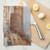 Alpine Chalet Kitchen with Snowy Mountain View キッチンタオル (四つ折り)