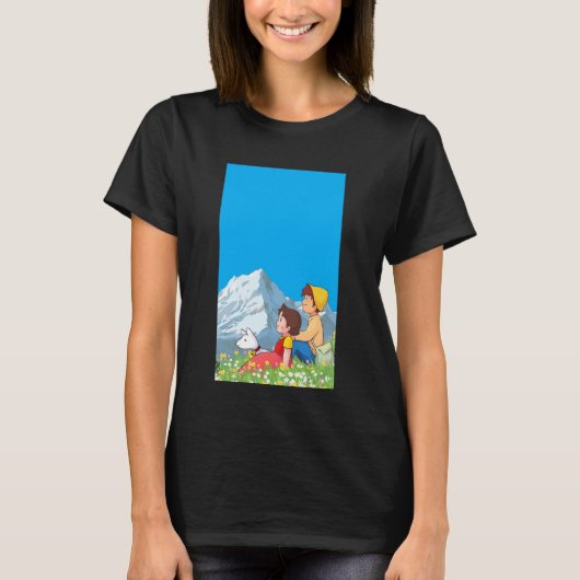 Alpine Girl and Peter Japanese 80s Retro Anime Man Tシャツ (正面)