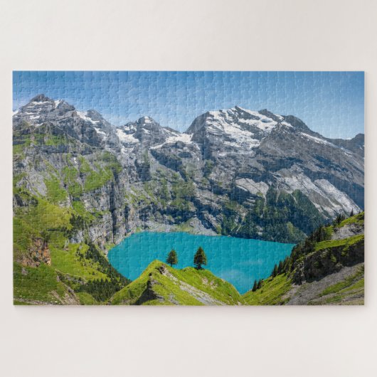 Alpine lake Oeschinensee in Switzerland ジグソーパズル (横)