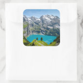 Alpine lake Oeschinensee in Switzerland スクエアシール (バッグ)