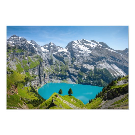 Alpine lake Oeschinensee in Switzerland フォトプリント (正面)