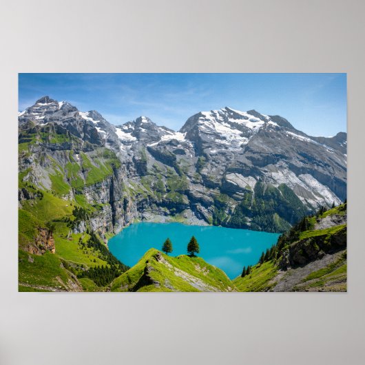 Alpine lake Oeschinensee in Switzerland ポスター (正面)