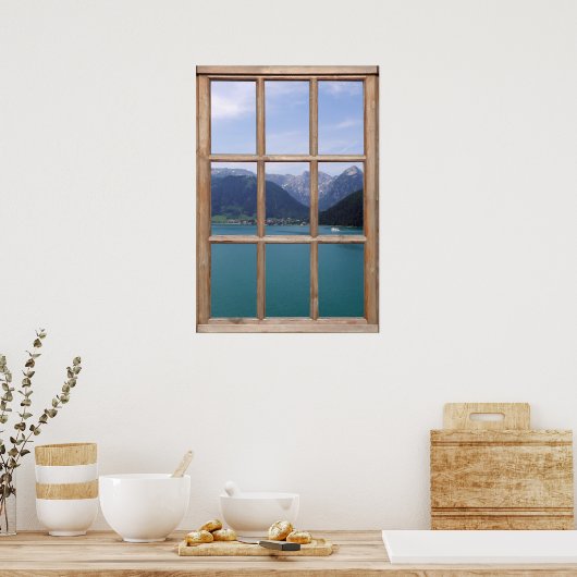 Alpine Lake View from a Window ポスター (キッチン)