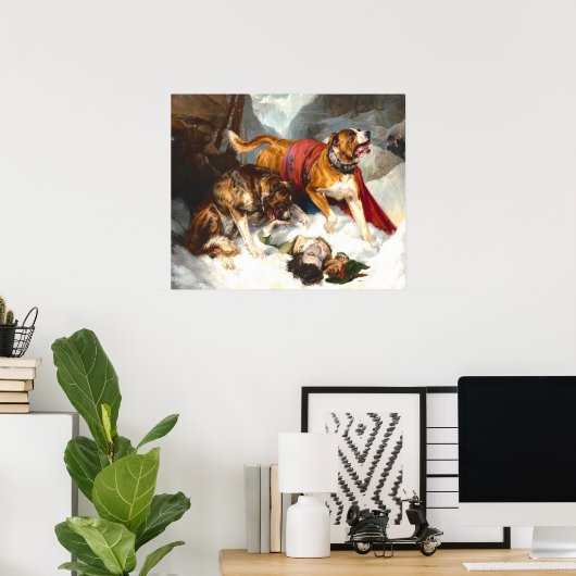 Alpine Mastiffs - Sir Edwin Landseer Fine Art ポスター (ホームオフィス)