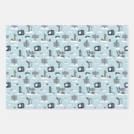 Alpine Ski Wrapping Paper Flat Sheet Set of 3 ラッピングペーパーシート