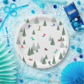 Alpine Skiers Downhill Skiing Illustration  ペーパープレート (パーティー)