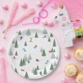 Alpine Skiers Downhill Skiing Illustration  ペーパープレート (パーティー)