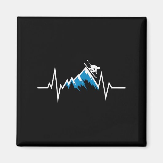 Alpine Skiing Heartbeat Skiing Enthusiast マグネット (正面)