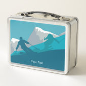 Alpine Skiing Snowy Mountain View Personalized メタルランチボックス (裏面)