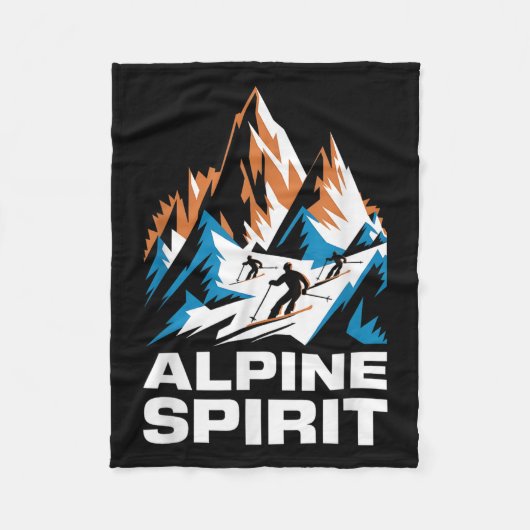Alpine Spirit Ski Skiing Enthusiast  フリースブランケット (正面)