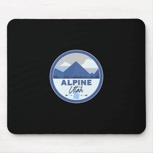 Alpine Utah Ut Mountains Badge Hiking Souvenir マウスパッド (正面)